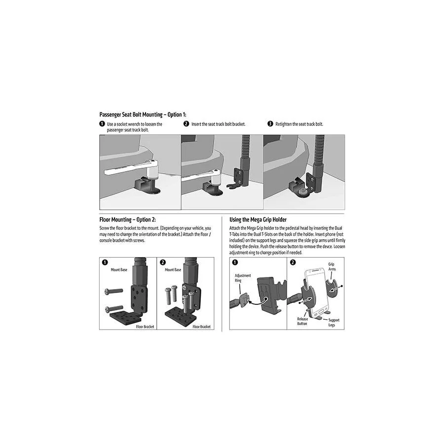 Bras Flexible pour Téléphone avec fixation siège ARKON SM488L22