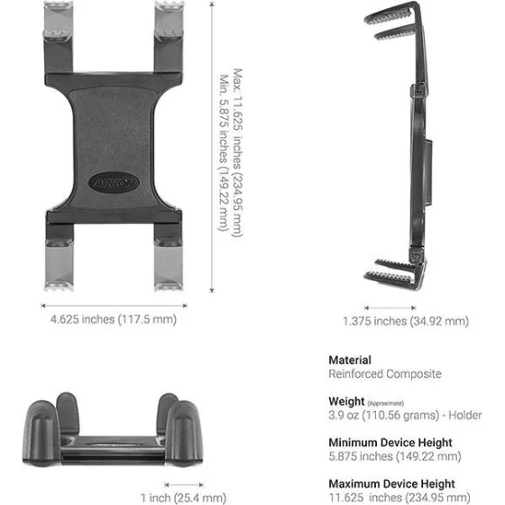 Support tablette avec pince robuste sécurisée ARKON TAB1RMCPM