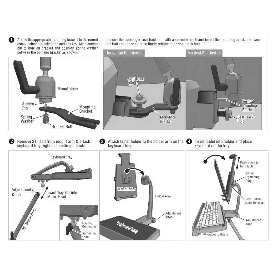 Support Tablette et Clavier pour voiture ARKON TCMHD001